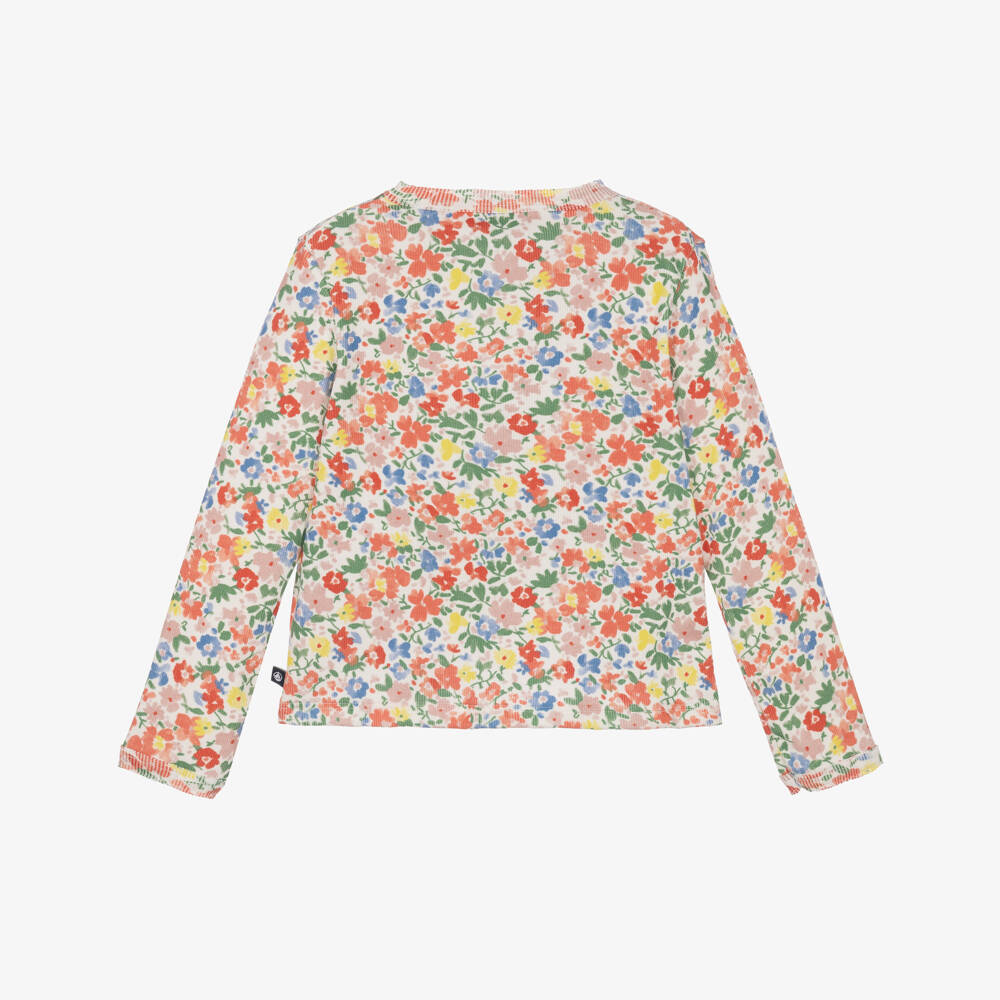 Petit Bateau-Girls Multicolour Floral Cotton Cardigan | Childrensalon