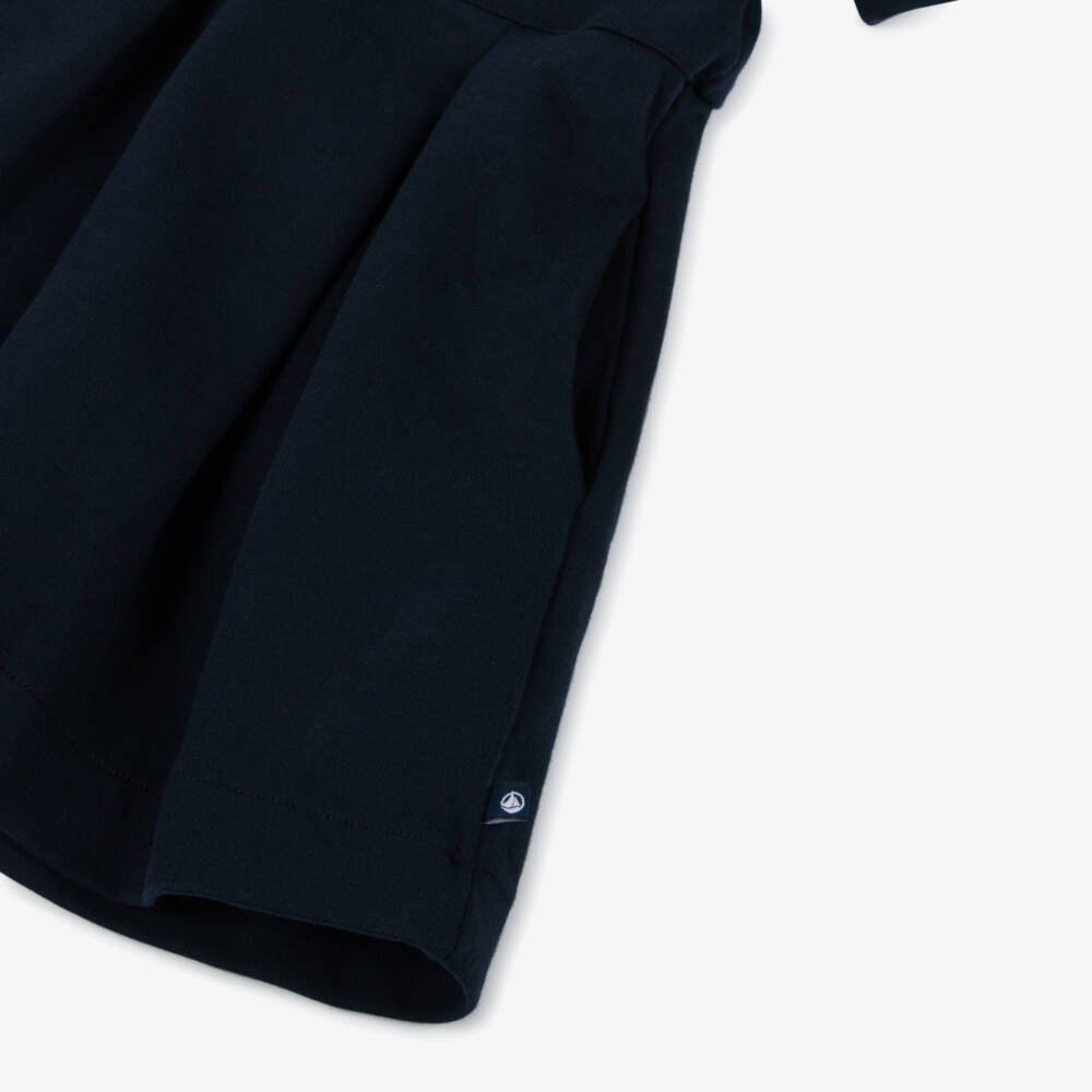 Petit Bateau-Girls Navy Blue Collared Dress | Childrensalon