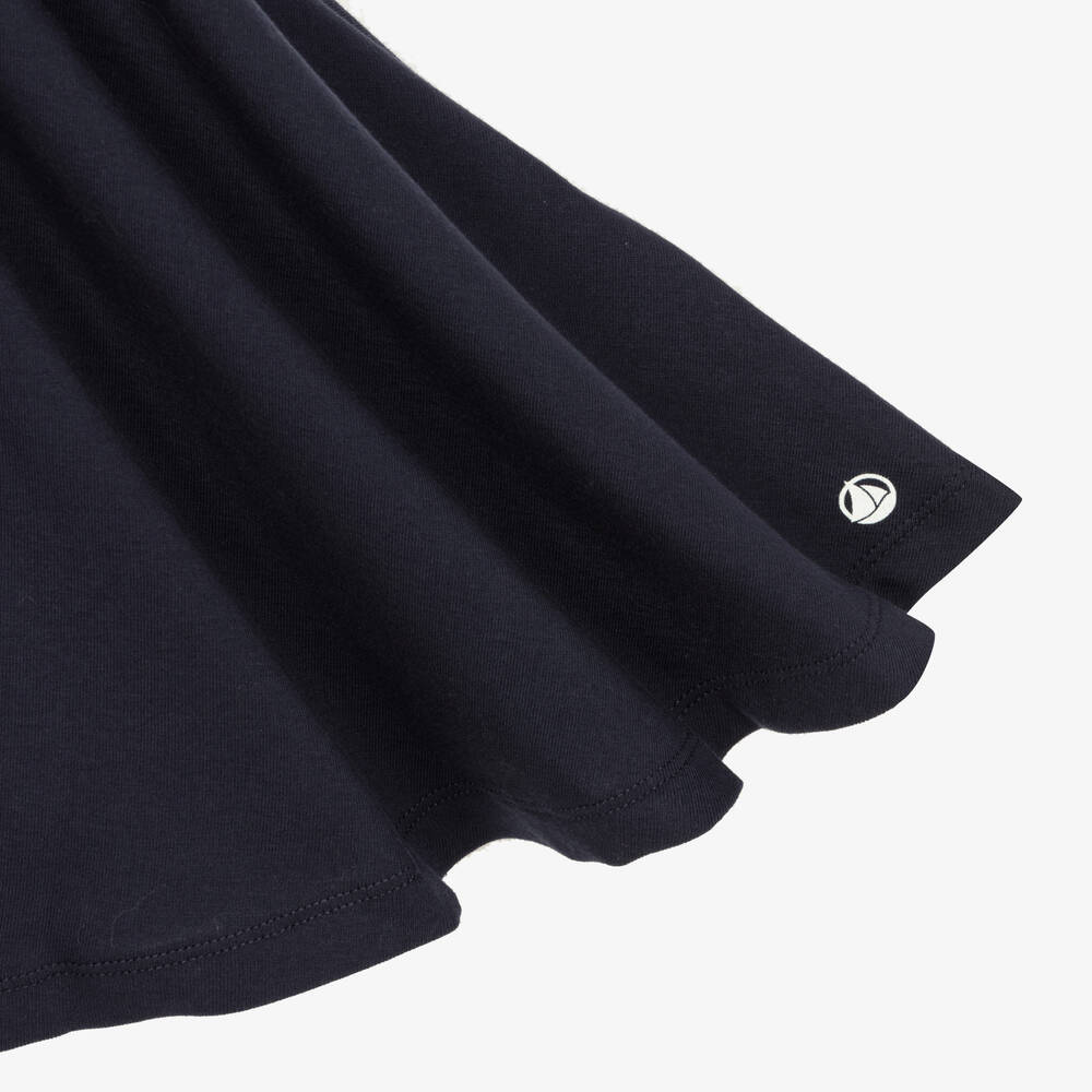 Petit Bateau-Girls Navy Blue Organic Cotton Sailor Dress | Childrensalon