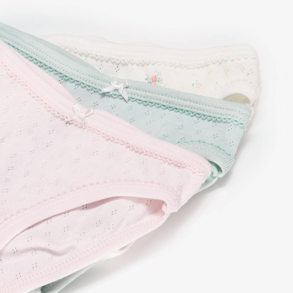 Petit Bateau-سروال داخلي قطن جيرسي لون باستيل للبنات (3 قطع) | Childrensalon