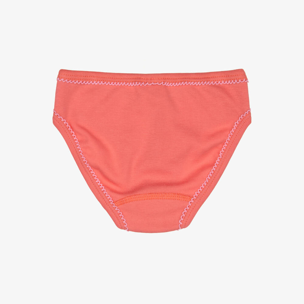Petit Bateau-Girls Pink & Coral Organic Cotton Knickers (3 Pack) | Childrensalon