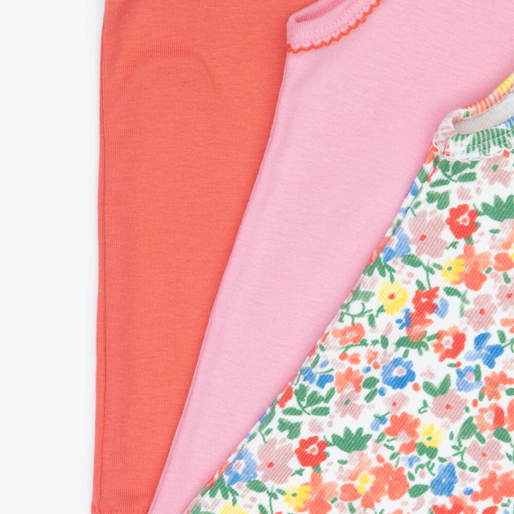 Petit Bateau-Girls Pink & Coral Organic Cotton Vests (3 Pack) | Childrensalon