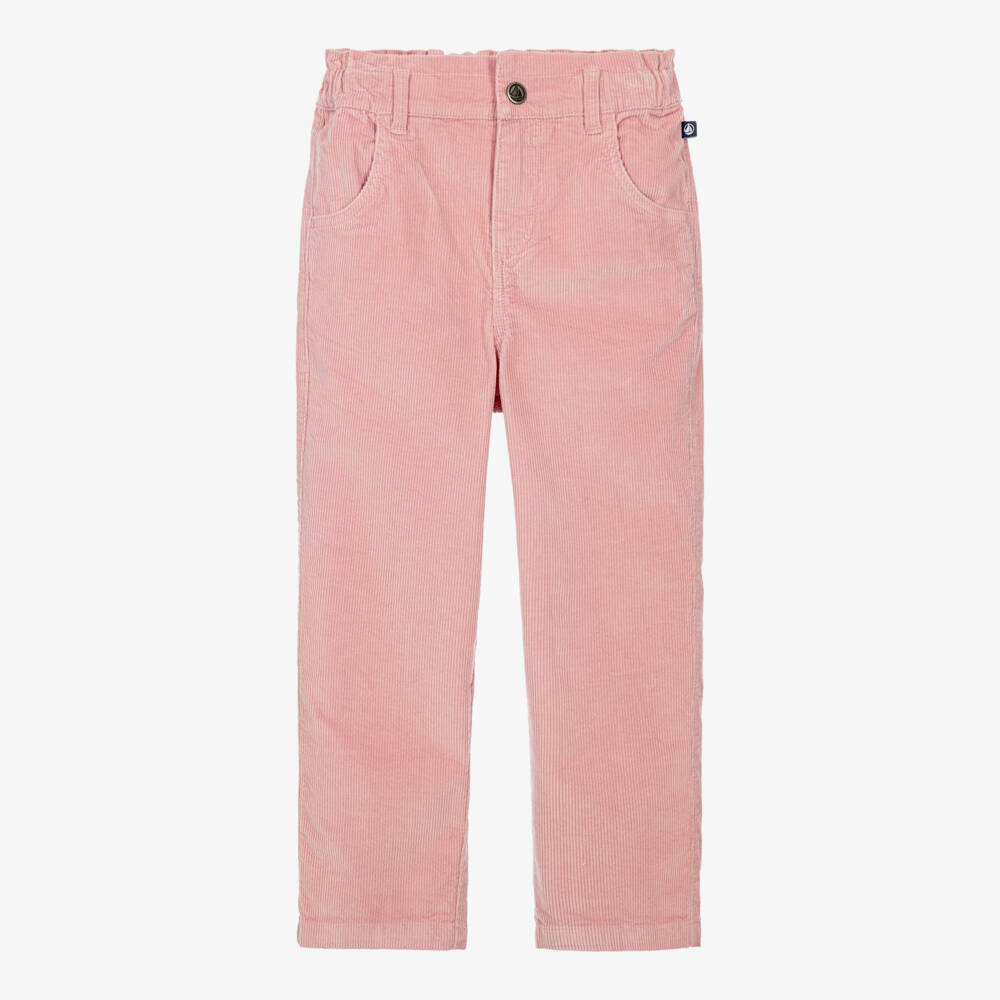 Petit Bateau-Girls Pink Cotton Corduroy Trousers | Childrensalon
