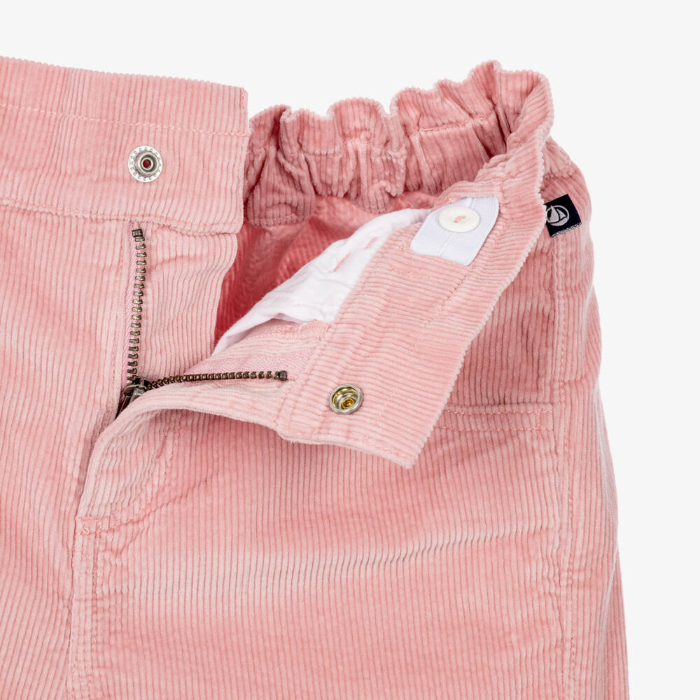 Petit Bateau-Girls Pink Cotton Corduroy Trousers | Childrensalon
