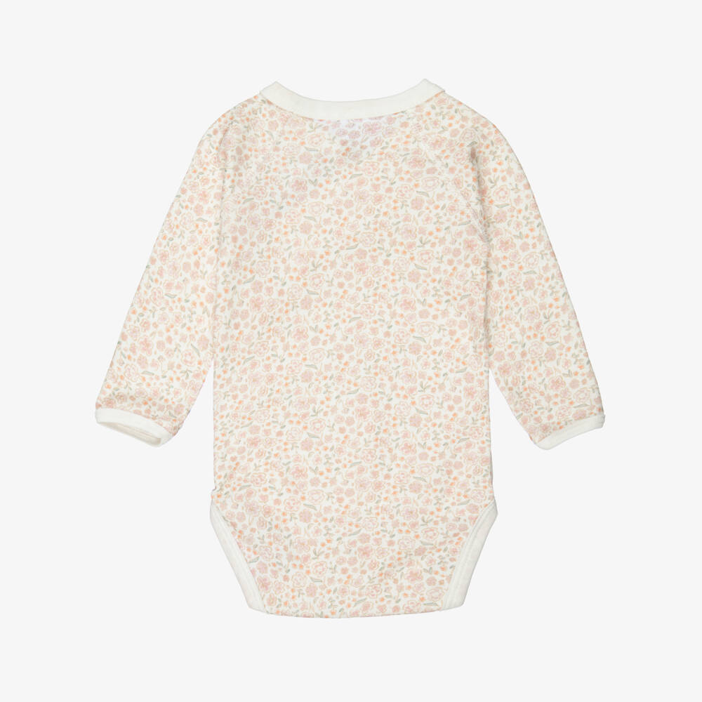 Petit Bateau-Girls Pink Floral & Striped Bodyvests (5 Pack) | Childrensalon