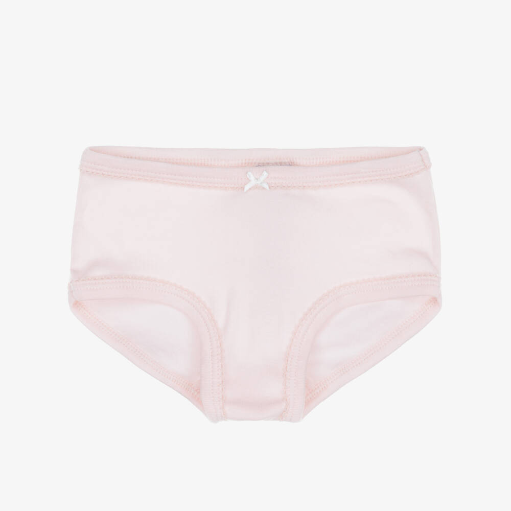 Petit Bateau-Girls Pink & Green Cotton Knickers (3 Pack) | Childrensalon