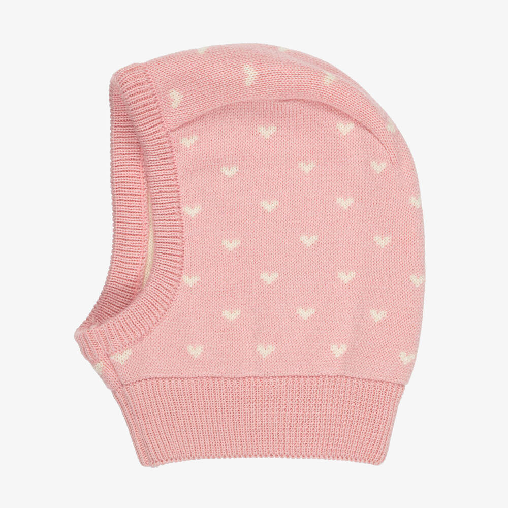 Petit Bateau-Girls Pink Heart Patterned Balaclava | Childrensalon