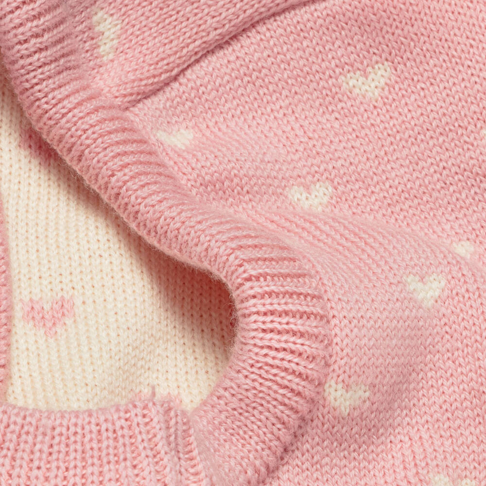 Petit Bateau-Girls Pink Heart Patterned Balaclava | Childrensalon