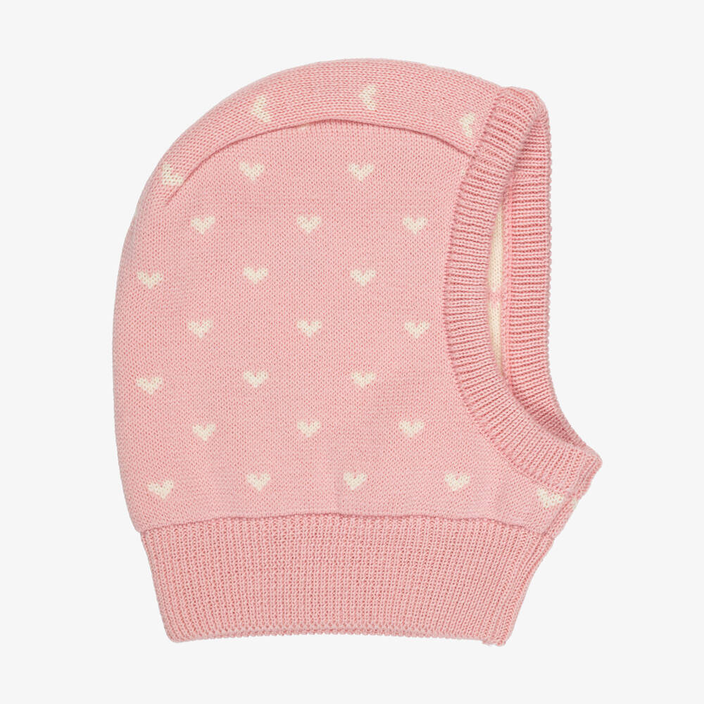 Petit Bateau-Girls Pink Heart Patterned Balaclava | Childrensalon