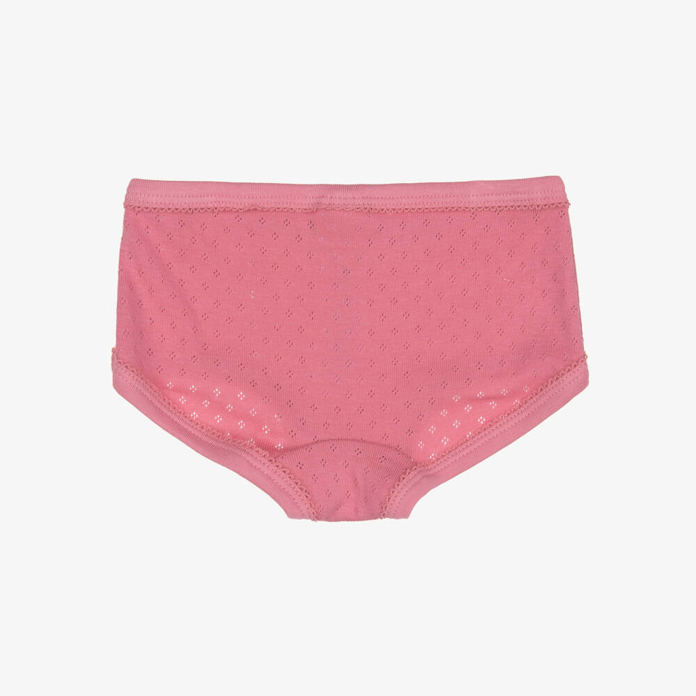 Petit Bateau-Girls Pink & Ivory Floral Cotton Knickers (3 Pack) | Childrensalon