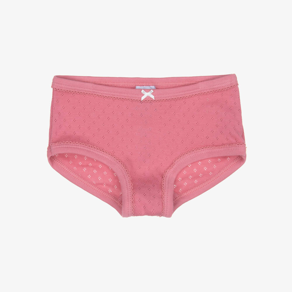 Petit Bateau-Girls Pink & Ivory Floral Cotton Knickers (3 Pack) | Childrensalon