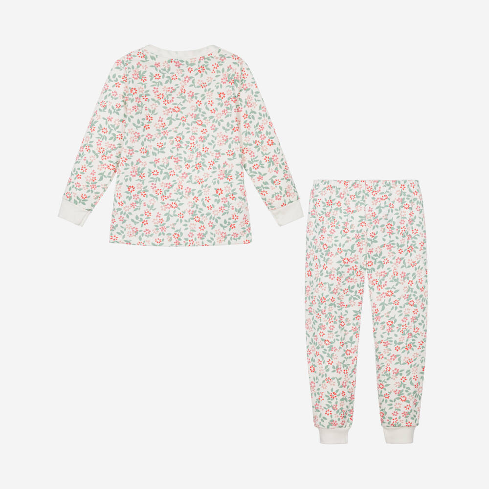 Petit Bateau-Girls Pink & Ivory Floral Pyjamas | Childrensalon