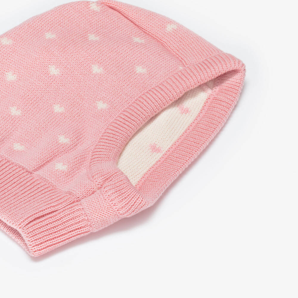 Petit Bateau-بالاكلافا بنقشة قلوب قطن وصوف لون زهري للبنات | Childrensalon