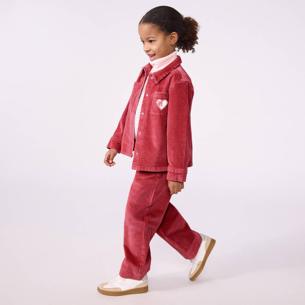 Petit Bateau-Girls Plum Pink Corduroy Trousers | Childrensalon