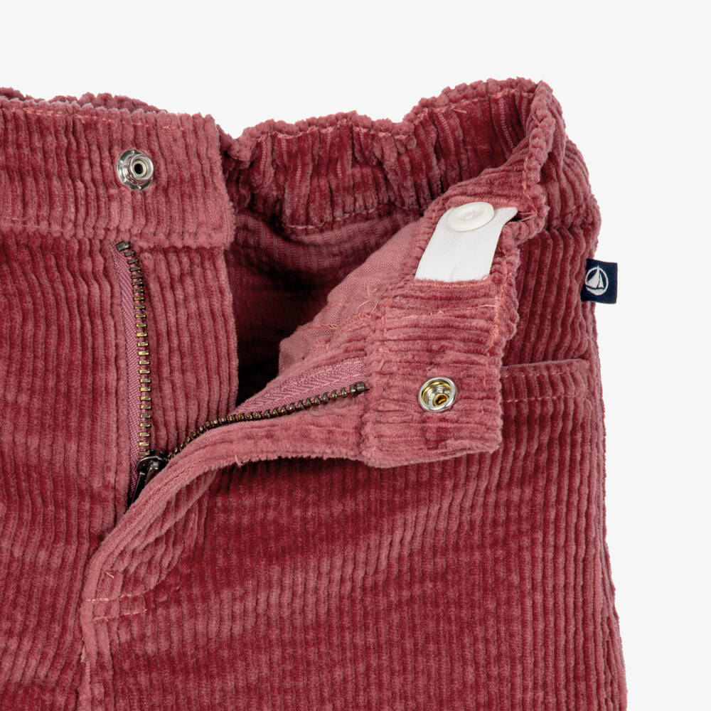 Petit Bateau-Girls Plum Pink Corduroy Trousers | Childrensalon