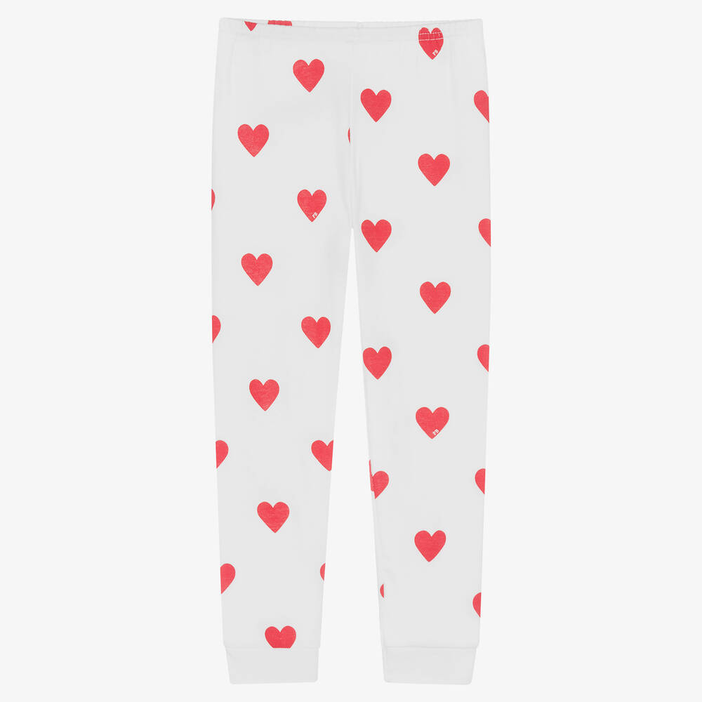 Petit Bateau-Girls White & Red Organic Cotton Pyjamas | Childrensalon