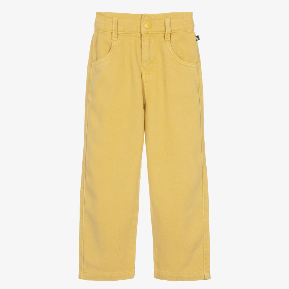 Petit Bateau-Girls Yellow Twill Trousers | Childrensalon