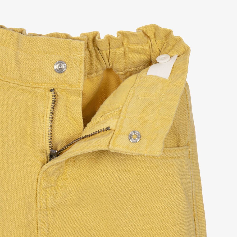 Petit Bateau-Girls Yellow Twill Trousers | Childrensalon