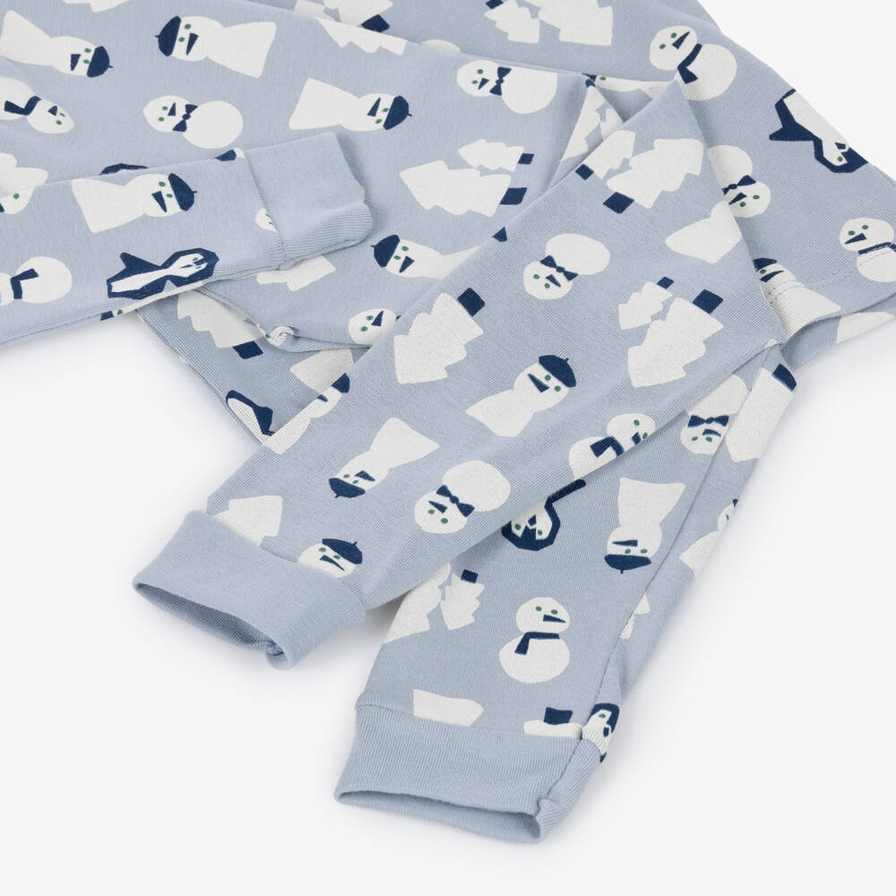 Petit Bateau-Grey Cotton Pyjamas with Snowman Print | Childrensalon