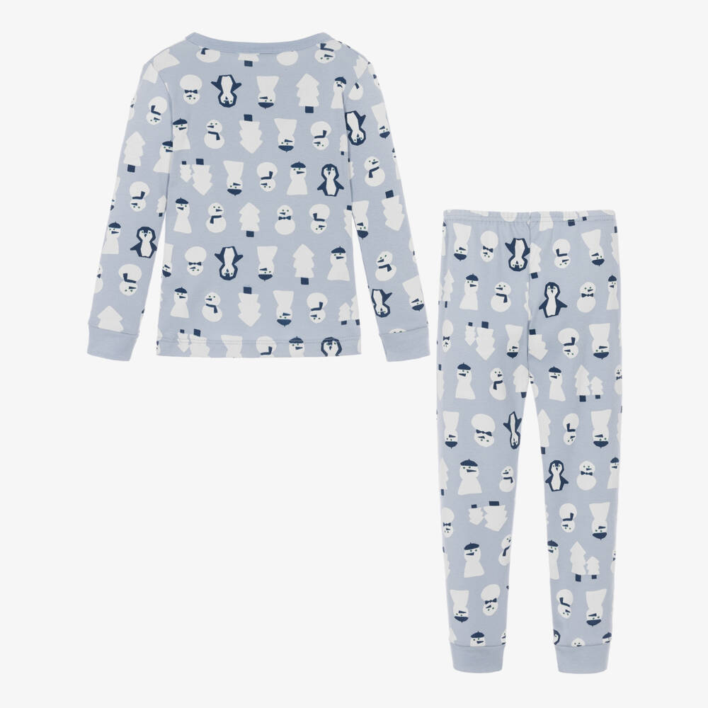 Petit Bateau-Grey Cotton Pyjamas with Snowman Print | Childrensalon