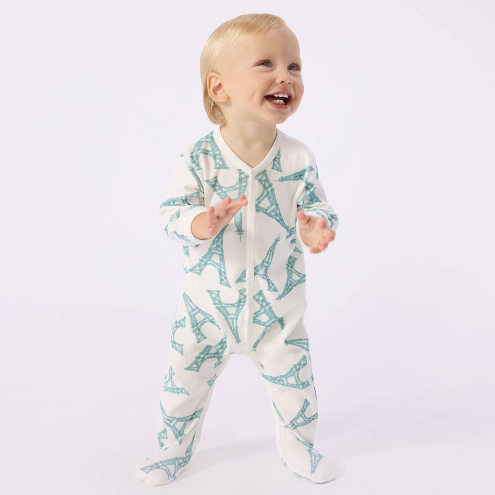 Petit Bateau-أفارول بيبي غرو بطبعة برج إيفل لون عاجي | Childrensalon