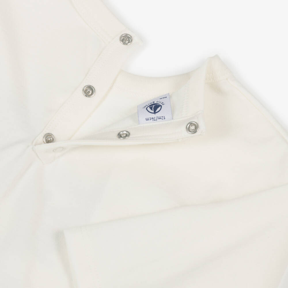 Petit Bateau-Ivory Cotton Cat Top with Script Logo | Childrensalon