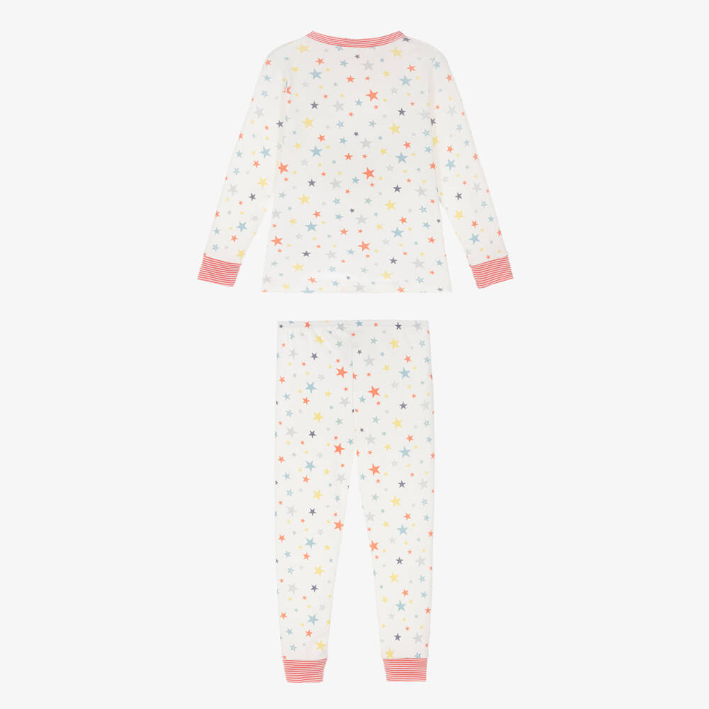 Petit Bateau-Ivory Cotton Long Pyjamas with Colourful Stars | Childrensalon