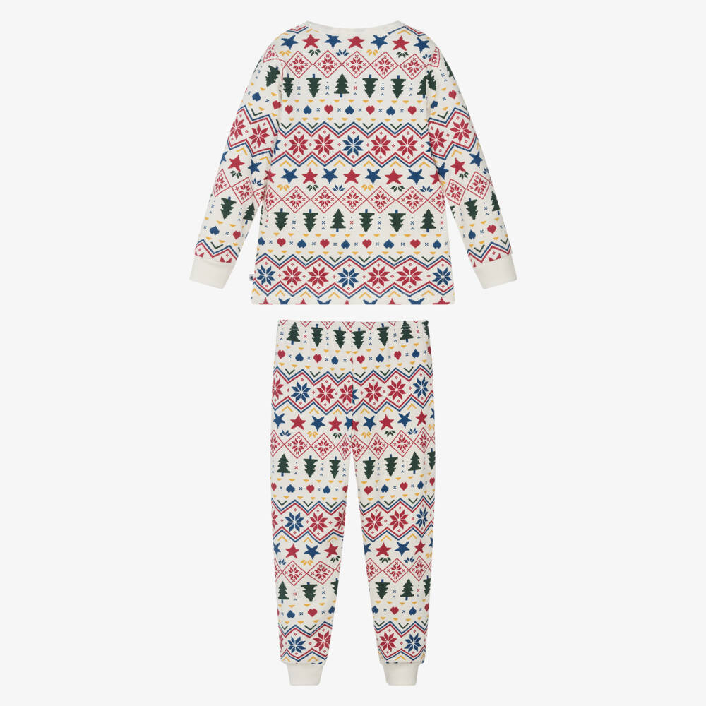 Petit Bateau-Ivory Cotton Pyjamas with Festive Pattern | Childrensalon