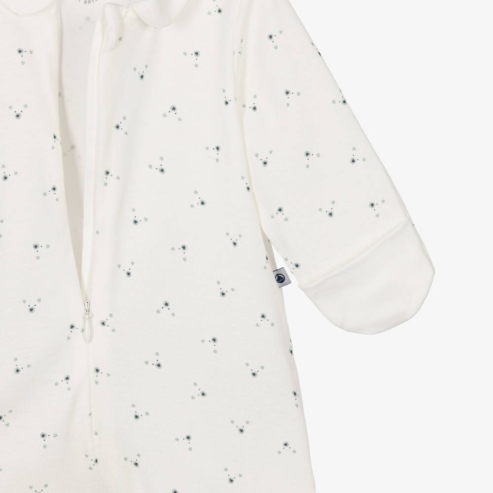 Petit Bateau-Ivory Cotton Teddy Bear Pattern Babygrow | Childrensalon