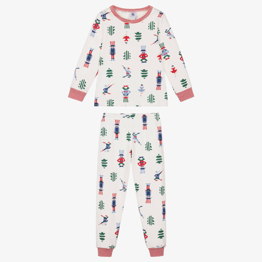 Petit Bateau-Ivory Organic Cotton Nutcracker Print Pyjamas | Childrensalon