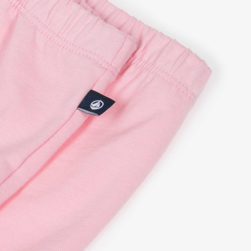 Petit Bateau-Baby Girls Ivory & Pink Cotton Shorts Set with Heart Prints | Childrensalon