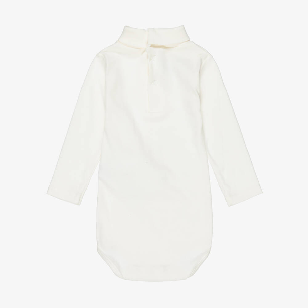 Petit Bateau-Ivory Roll Neck Organic Cotton Jersey Bodysuit | Childrensalon