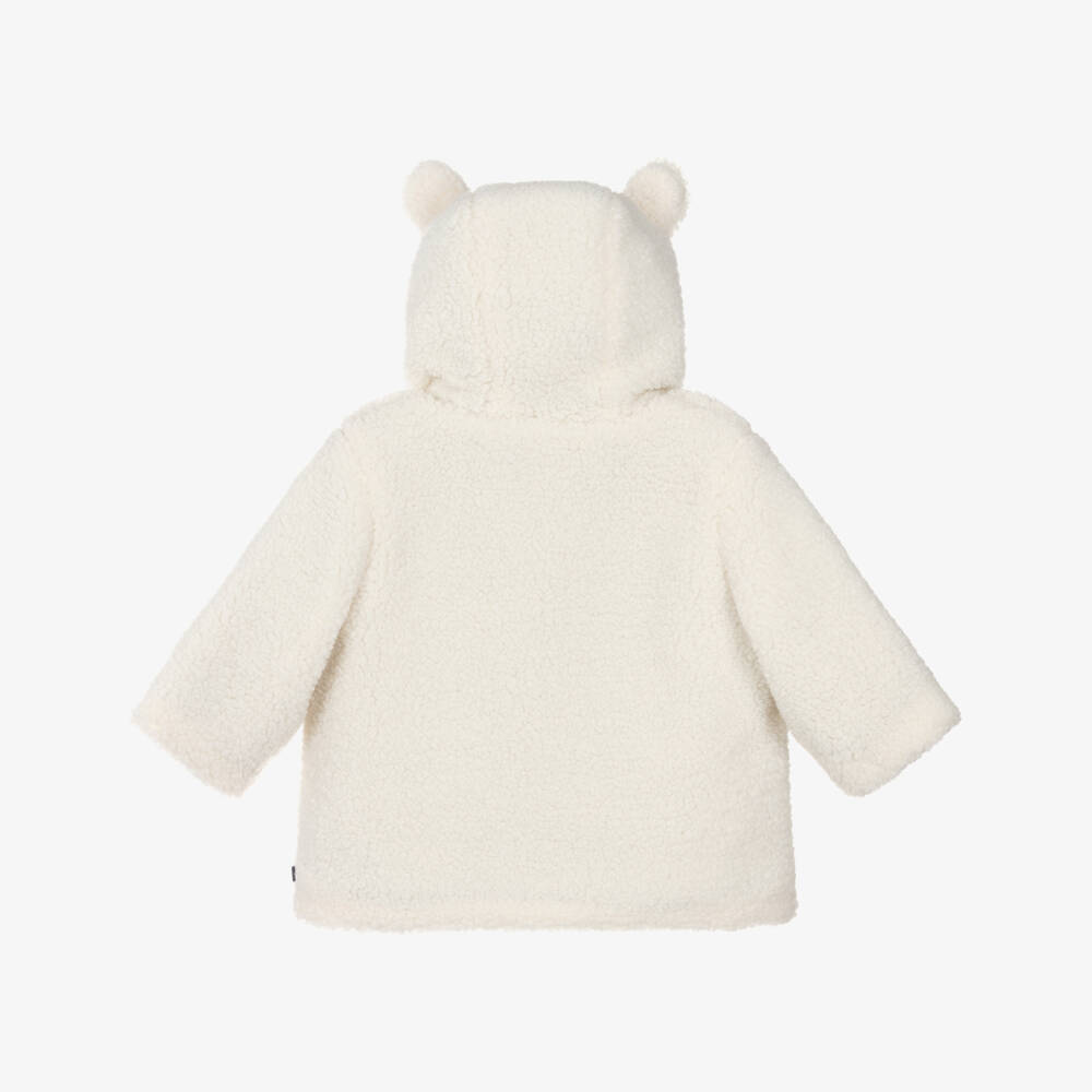 Petit Bateau-Ivory Sherpa Fleece Hooded Jacket | Childrensalon