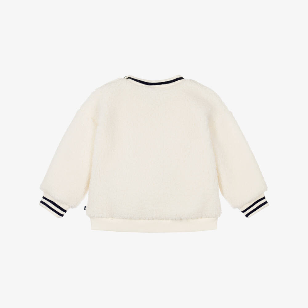 Petit Bateau-Ivory Sherpa Fleece Sweatshirt with Rabbit Embroidery | Childrensalon