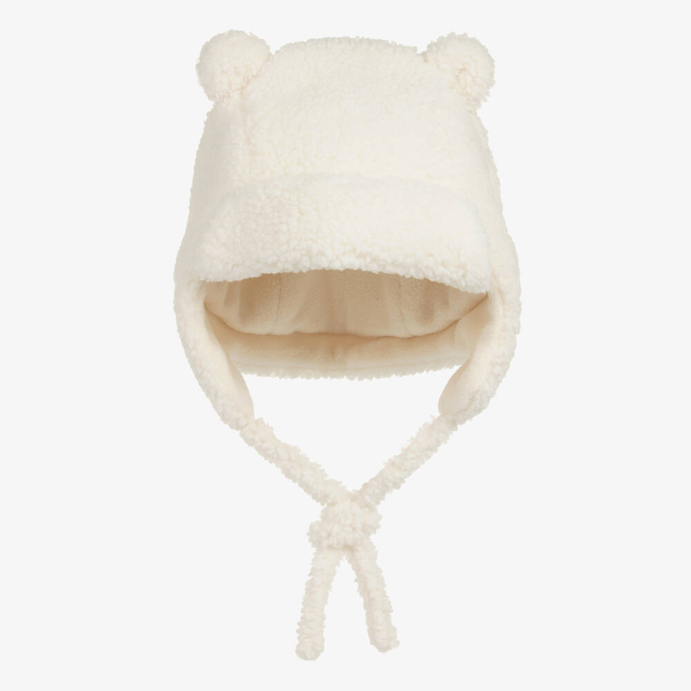 Petit Bateau-Ivory Sherpa Fleece Trapper Hat  | Childrensalon