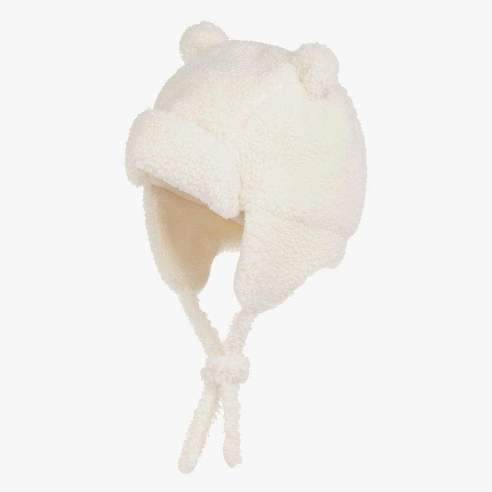 Petit Bateau-Ivory Sherpa Fleece Trapper Hat  | Childrensalon