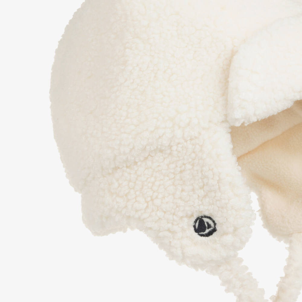 Petit Bateau-Ivory Sherpa Fleece Trapper Hat  | Childrensalon