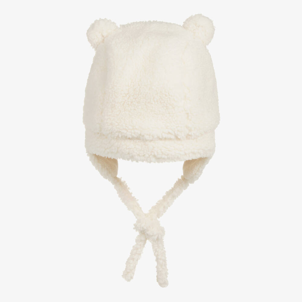 Petit Bateau-Ivory Sherpa Fleece Trapper Hat  | Childrensalon