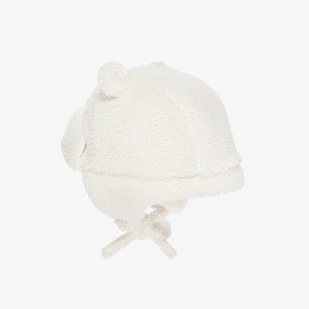 Petit Bateau-Ivory Sherpa Fleece Trapper Hat | Childrensalon