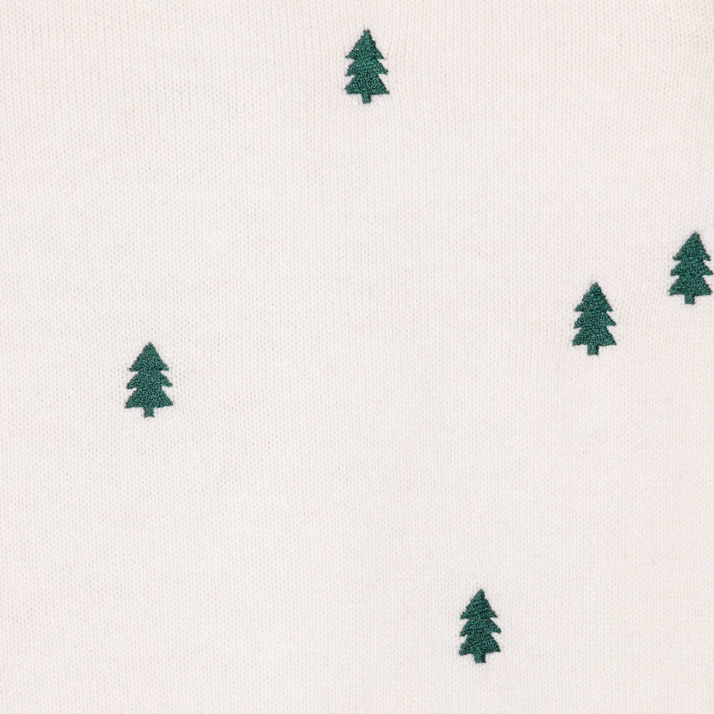 Petit Bateau-Ivory Sweater with Embroidered Christmas Trees | Childrensalon