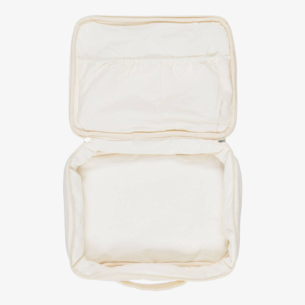 Petit Bateau-Подарочный комплект с комбинезоном кремовый велюровый с муслиновым чехлом (30см) | Childrensalon