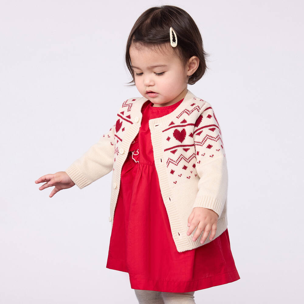 Petit Bateau-كارديغان قطن وصوف محبوك لون عاجي | Childrensalon