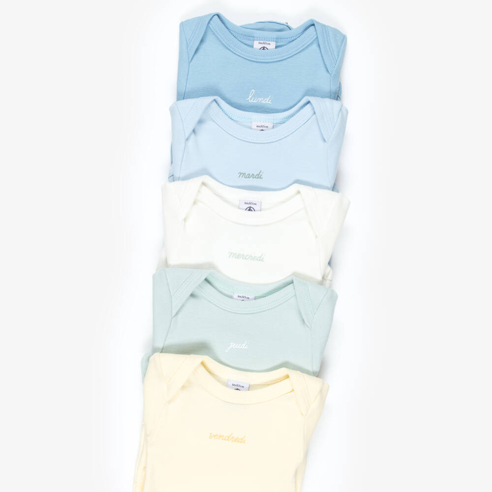 Petit Bateau-Multicolour Cotton Weekday Bodyvests (5 Pack) | Childrensalon