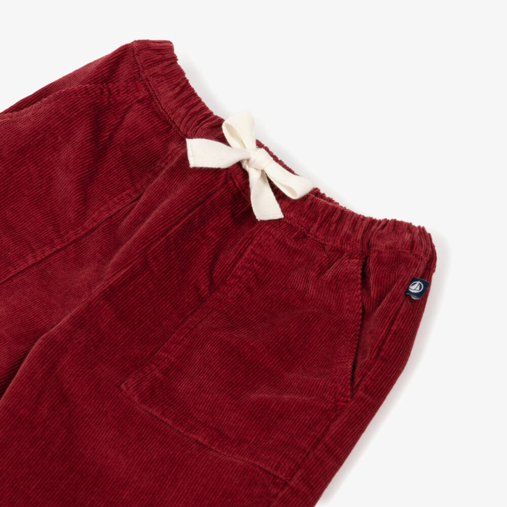 Petit Bateau-Red Cotton Corduroy Baby Trousers | Childrensalon