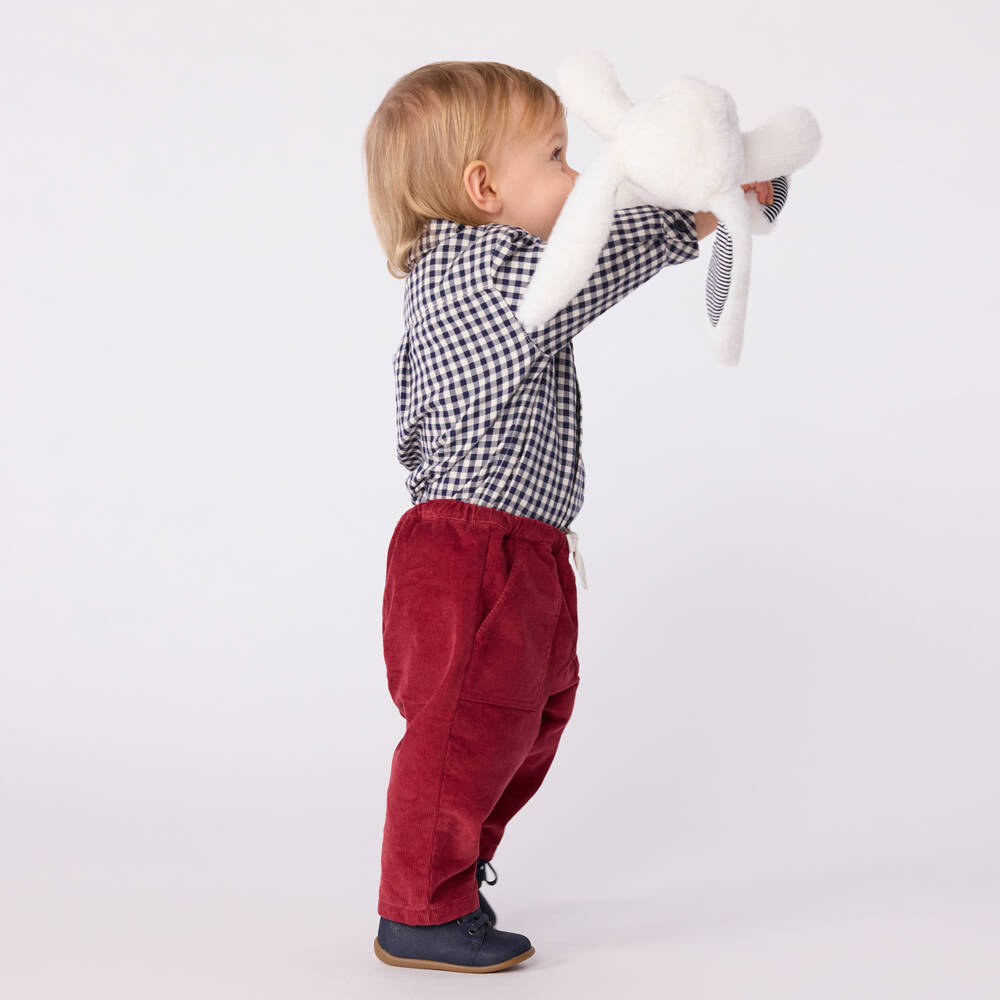 Petit Bateau-Red Cotton Corduroy Baby Trousers | Childrensalon