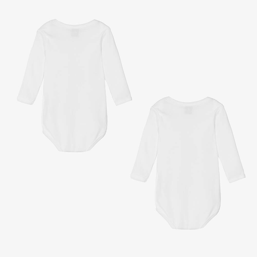 Petit Bateau-White Cotton Bodyvests (2 Pack) | Childrensalon