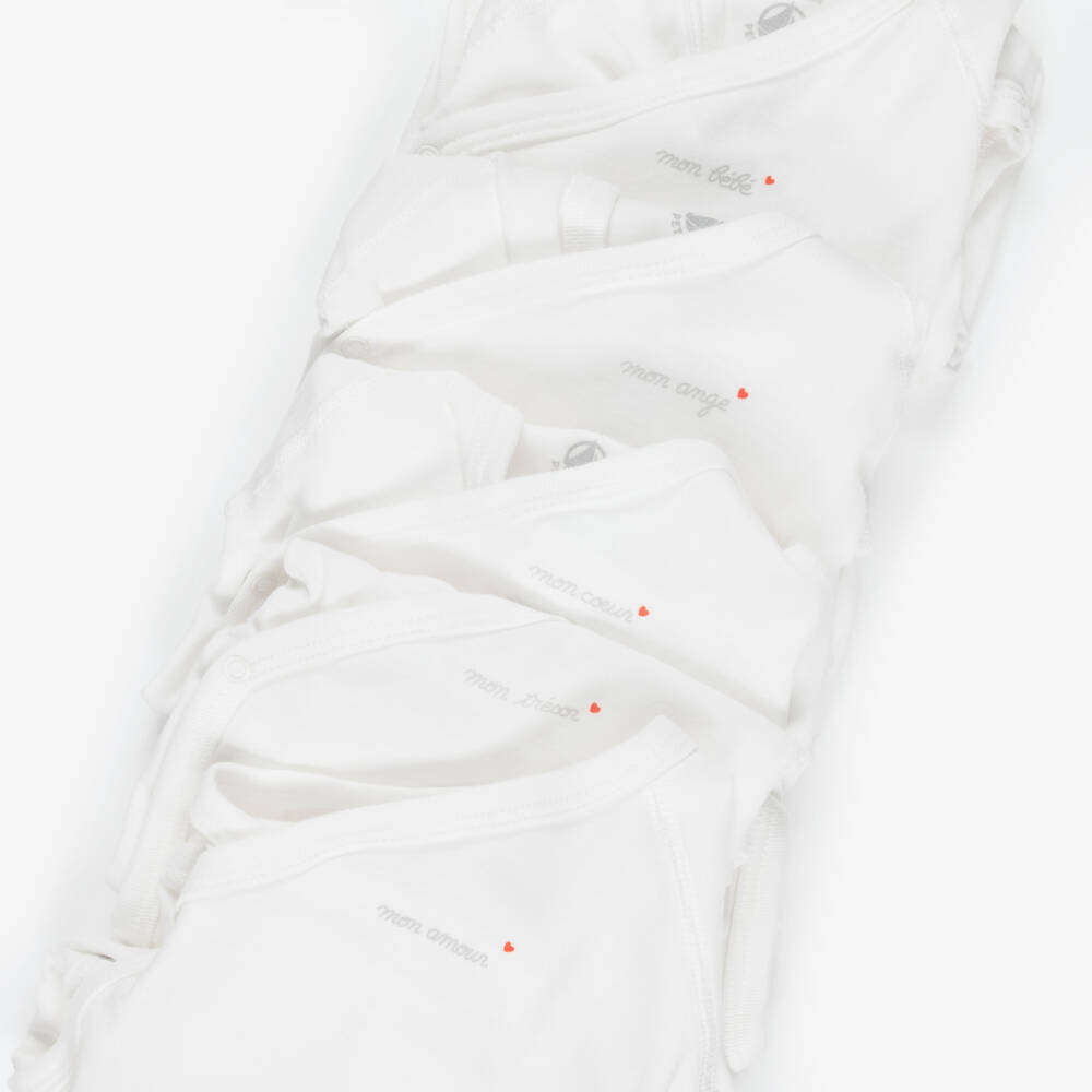 Petit Bateau-تبان قطن جيرسي لون أبيض للرضع (عدد 5) | Childrensalon