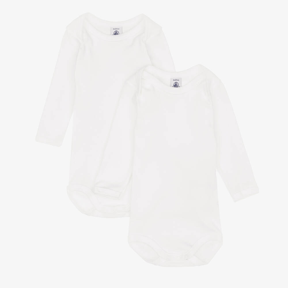 Petit Bateau-Белые боди из хлопка для малышей (2шт.) | Childrensalon