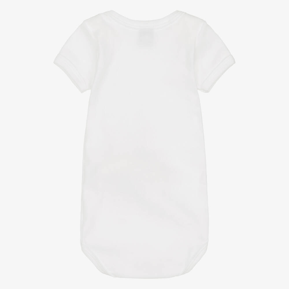 Petit Bateau-تبان بأكمام قصيرة قطن لون أبيض للرضع (عدد 2) | Childrensalon
