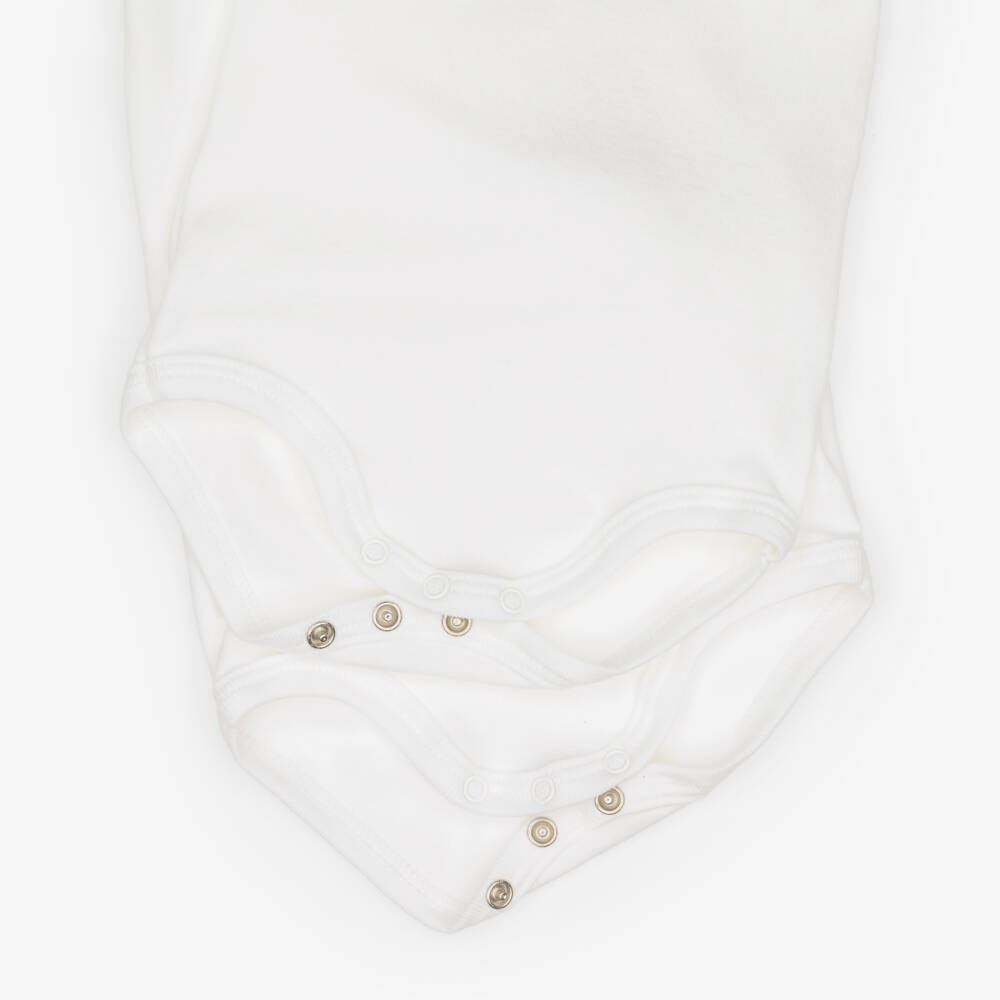 Petit Bateau-تبان بأكمام قصيرة قطن لون أبيض للرضع (عدد 2) | Childrensalon